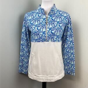 Lilly Pulitzer Asher Popover Long Sleeve Top Whisper Blue Small UPF 50+ Holiday